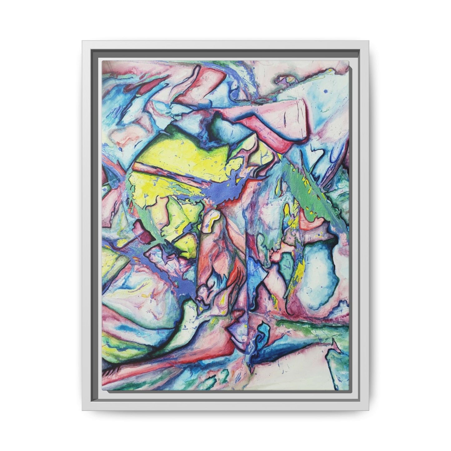 Alien Abstract Colorful Framed Canvas Art - Kia Day Design