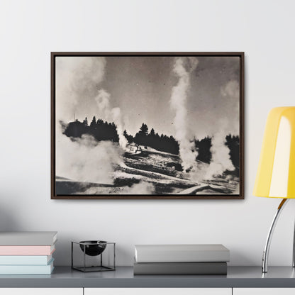 Norris Geyser Yellowstone Gallery Canvas Wraps Horizontal Frame 24″ x 18″ Walnut 1.25"