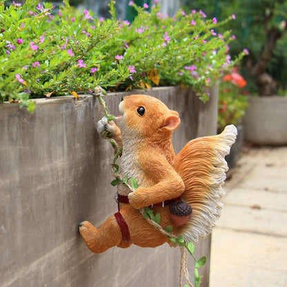 Enchanted Garden Climbers Featuring Squirrels - climbing squirrel - yard decoration