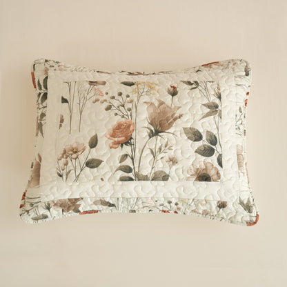 DaDalogy Enchanted Meadow Bed in a bag Set - Victoria Garden Delicate Floral Symphony in Beige, Rose, and Soft Green, Luxuriously Soft Quilted Set- DaDalogy Bedding Collection- {{Product type}}