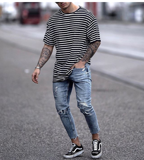 Mens Distressed Skinny Jeans - - jeans