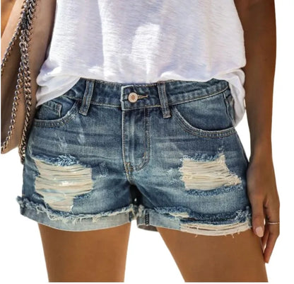 Fashion Women Summer Denim  Shorts With Holes