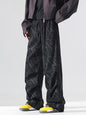 Men's Plus Size Vintage Wash Wide Leg Pants - Black -
