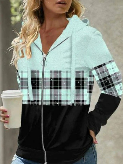Loose Retro Hooded Zipper Sweatshirt - green XL - hoodie