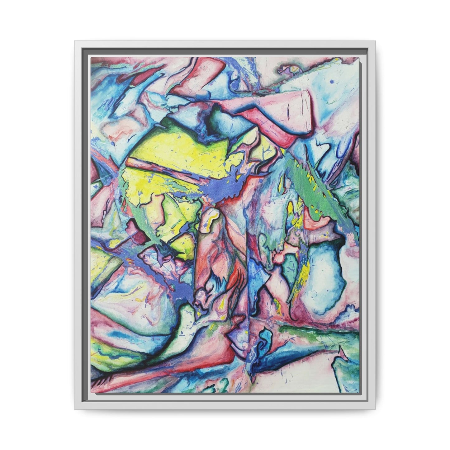 Alien Abstract Colorful Framed Canvas Art - Kia Day Design