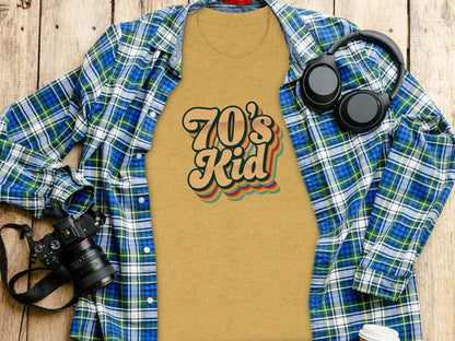 Retro Style 70s Kid With Colorful Layers T-Shirt