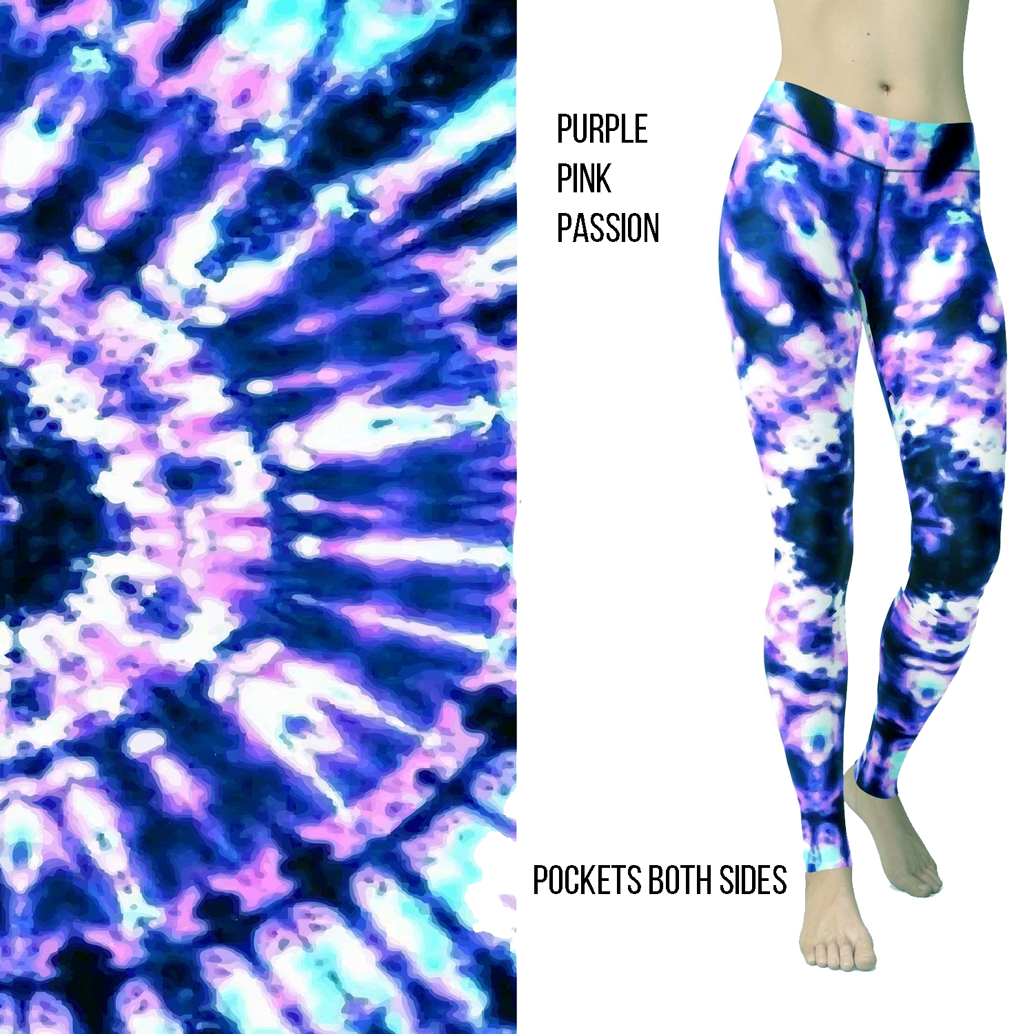 Purple Blue Passion Full Length Leggings with Pockets - - Apparel