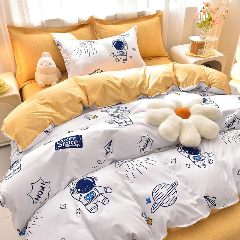 4pcs Microfiber Plant Bedsheets Bedding Set Bedcover Set