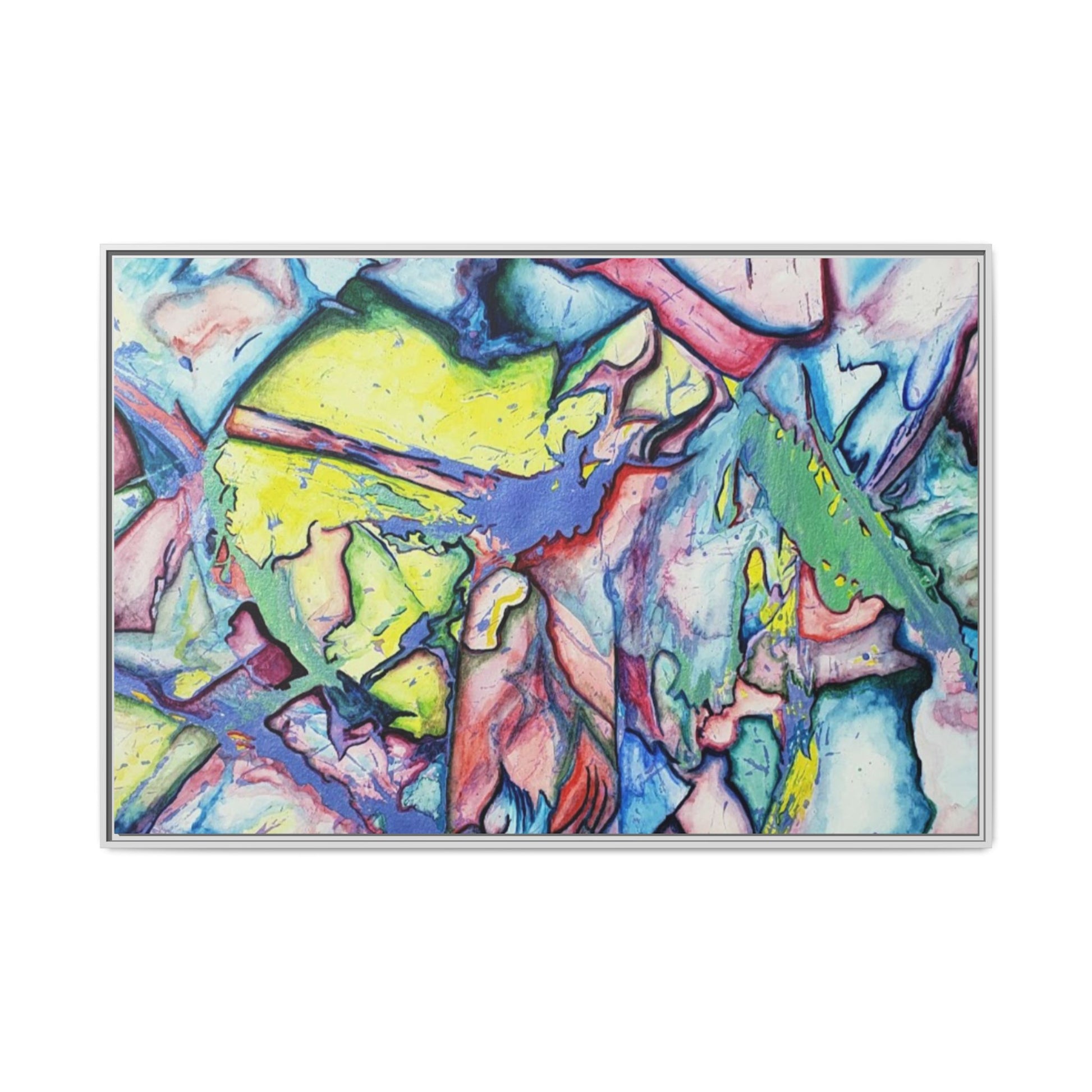 Alien Abstract Colorful Framed Canvas Art - Kia Day Design