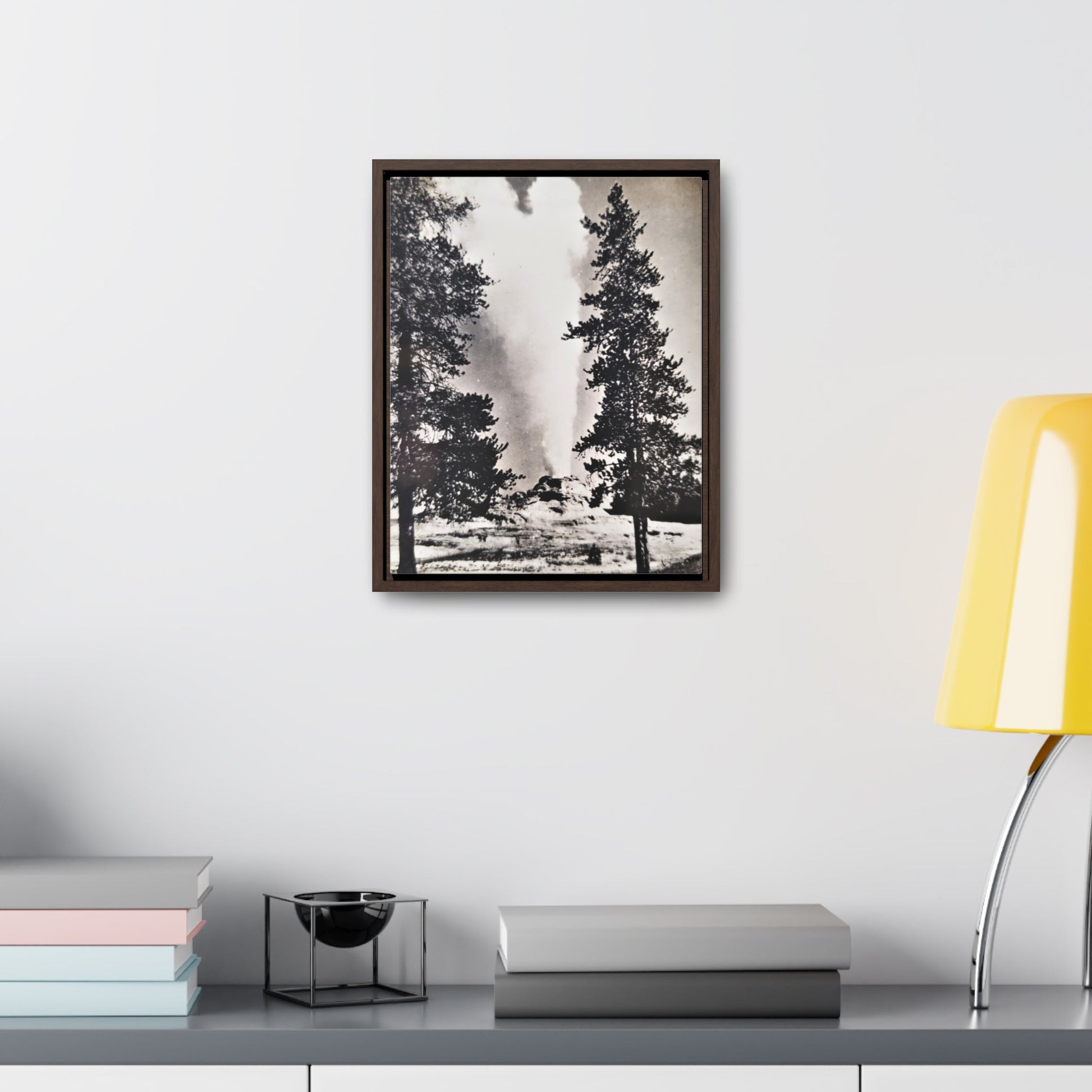 Castle Geyser Yellowstone Gallery Canvas Wraps Vertical Frame - 11″ x 14″ Premium Gallery Wraps (1.25″) Walnut - Canvas