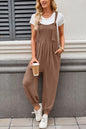 Lovelet Knotted Strap Overalls with Pockets - Brown -