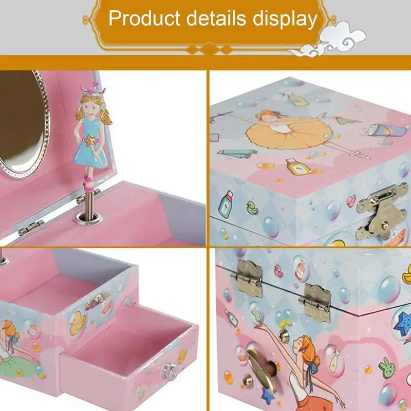 Musical Jewelry Box for Girls Dancing Ballerina Wooden Girl Rotating Music Box