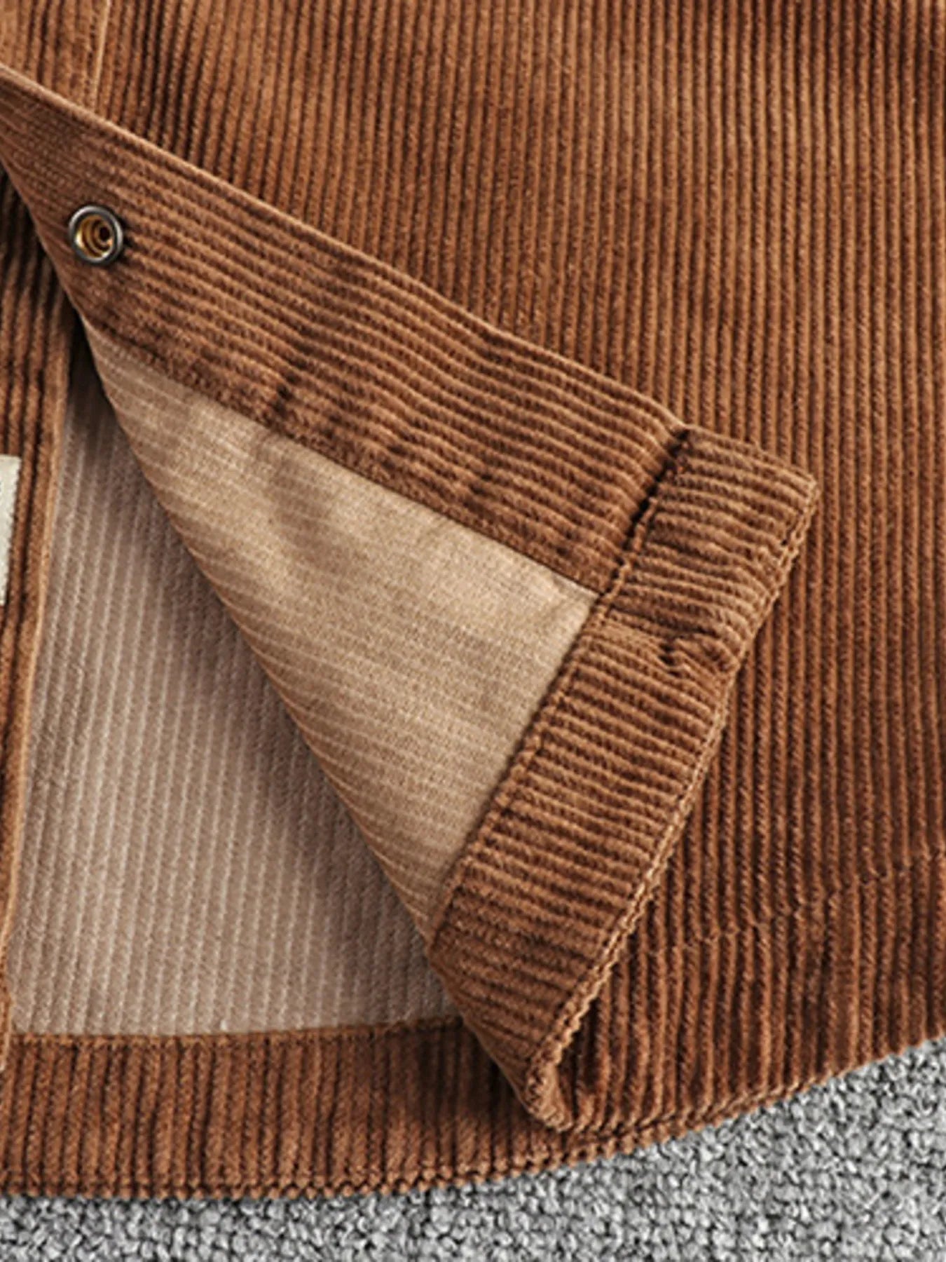 Men's Plus Size Corduroy Button Up Long Sleeve Jacket - -