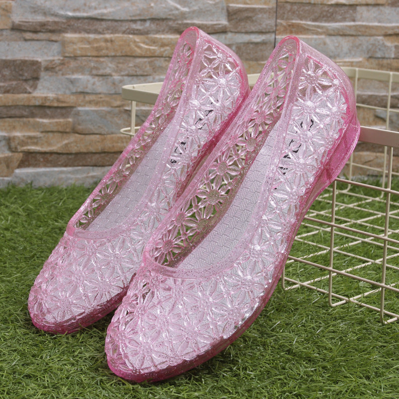 Breathable Flat Bottom Jelly Shoes - - shoes