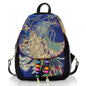 Retro Embroidered Peacock Backpack - Blue 26*12*36cm - backpack