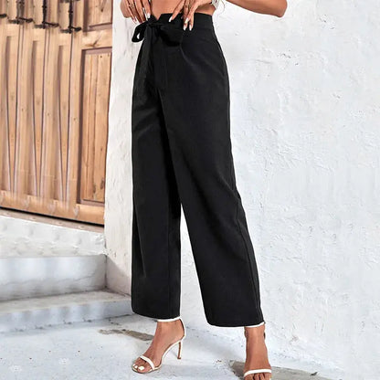 Wide Leg Loose Elastic Waist Long Pants Casual Bottoms