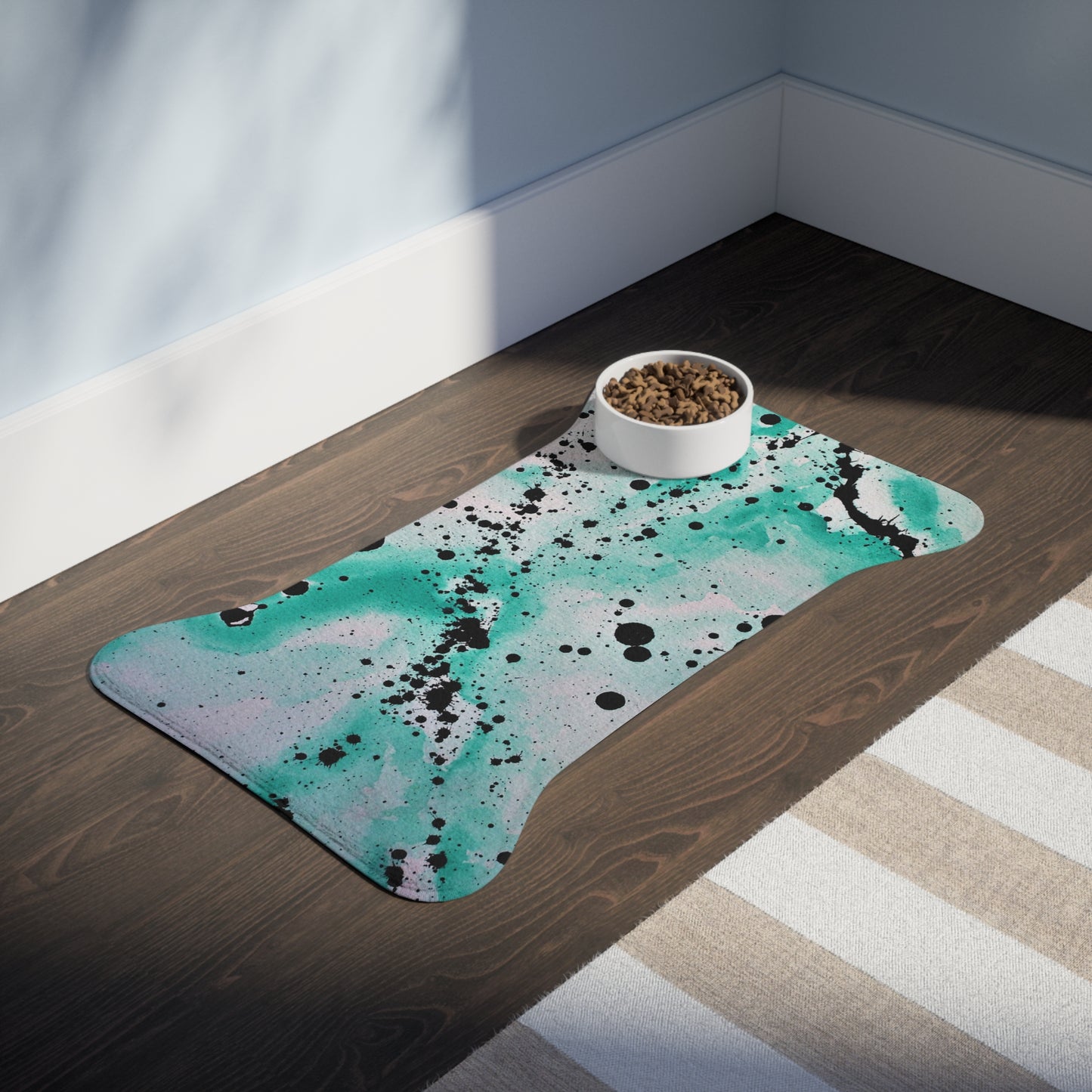 Teal Burst Pet Feeding Mats