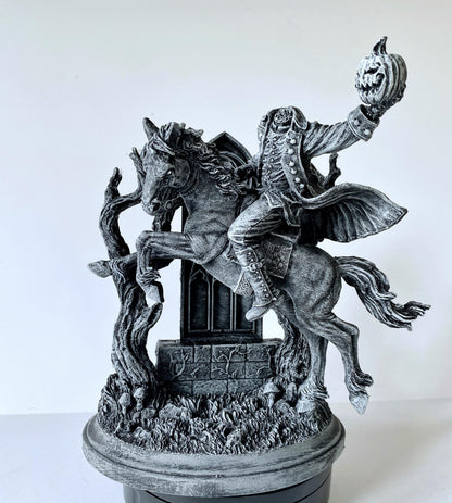 Headless Horseman Riding Statue, Hand Painted Resin Sculpture | Gothic Legend of Sleepy Hollow Figurine | Dark Folklore Art for Spooky Decor - -