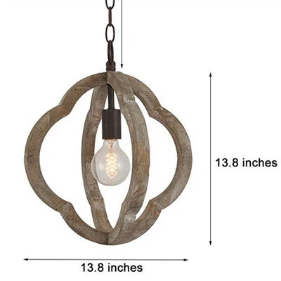 Solid Wood Hanging Pendant Lighting Fixtures 1 Light Mini Small Wood Chandelier