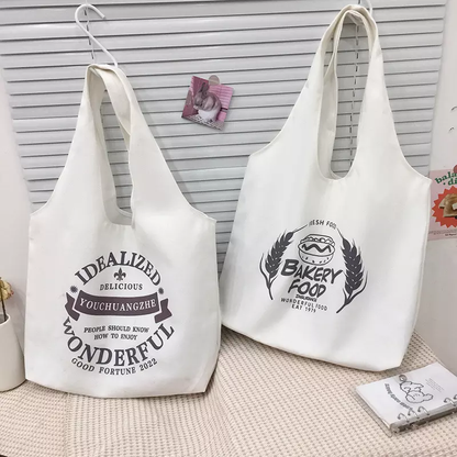 Recycled Cotton Canvas Tote Bag - - tote bag