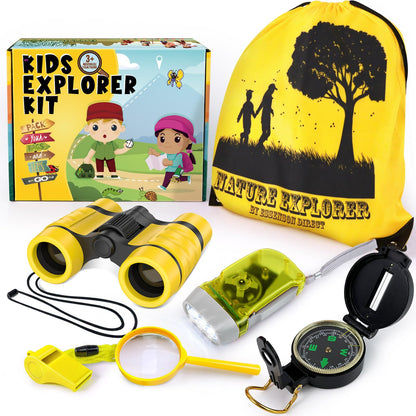 ESSENSON Childrens Explorer Bundle - Outdoor Discovery Kit with Binoculars - Yellow - explorer kit