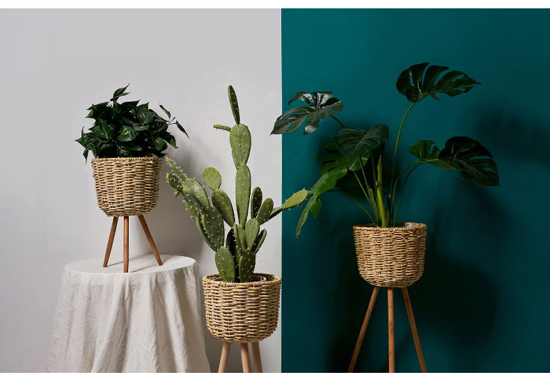 Floor - standing flowerpot straw furniture- FLIPSTYLEZLLC- {{Product type}}