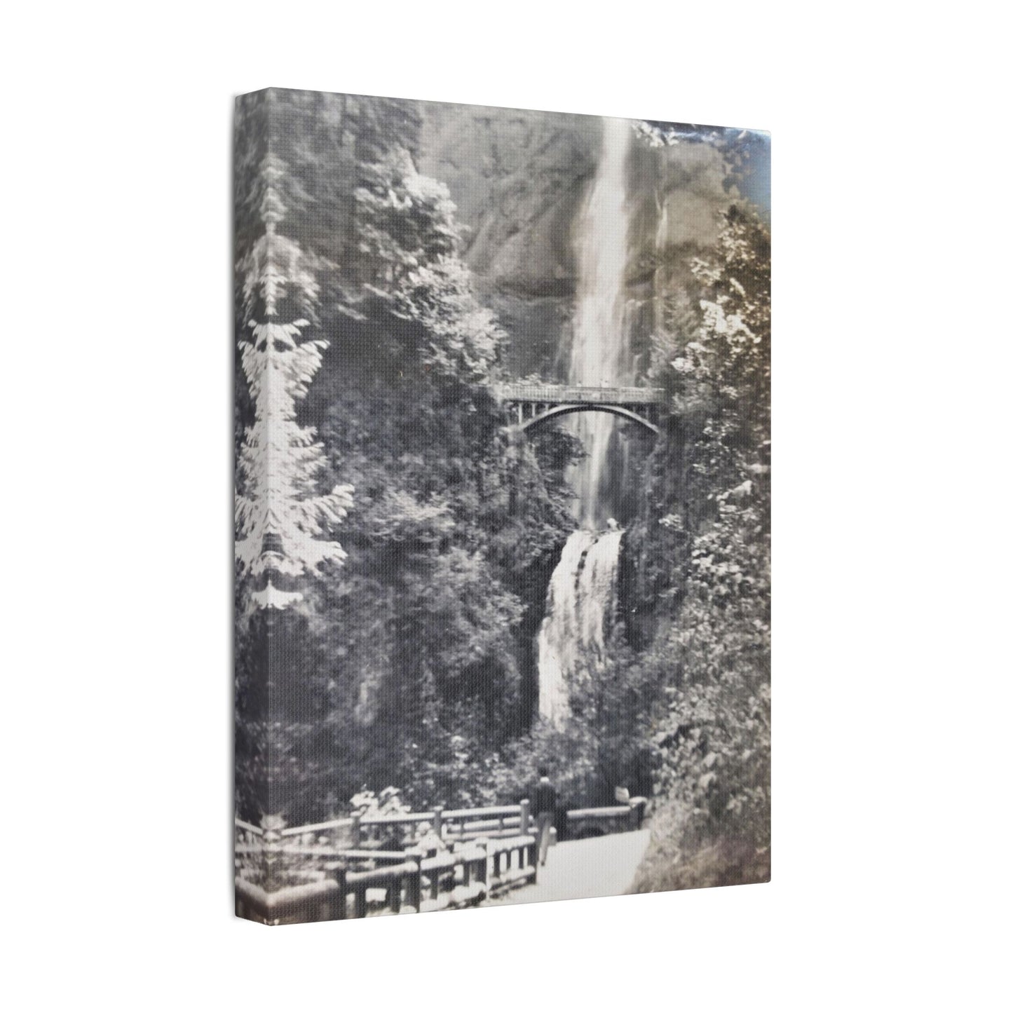 Multnomah Falls Oregon Satin Canvas, Stretched