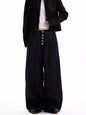 Men's Full Size Button Fly Wide Leg Jeans Plus Size - Black -