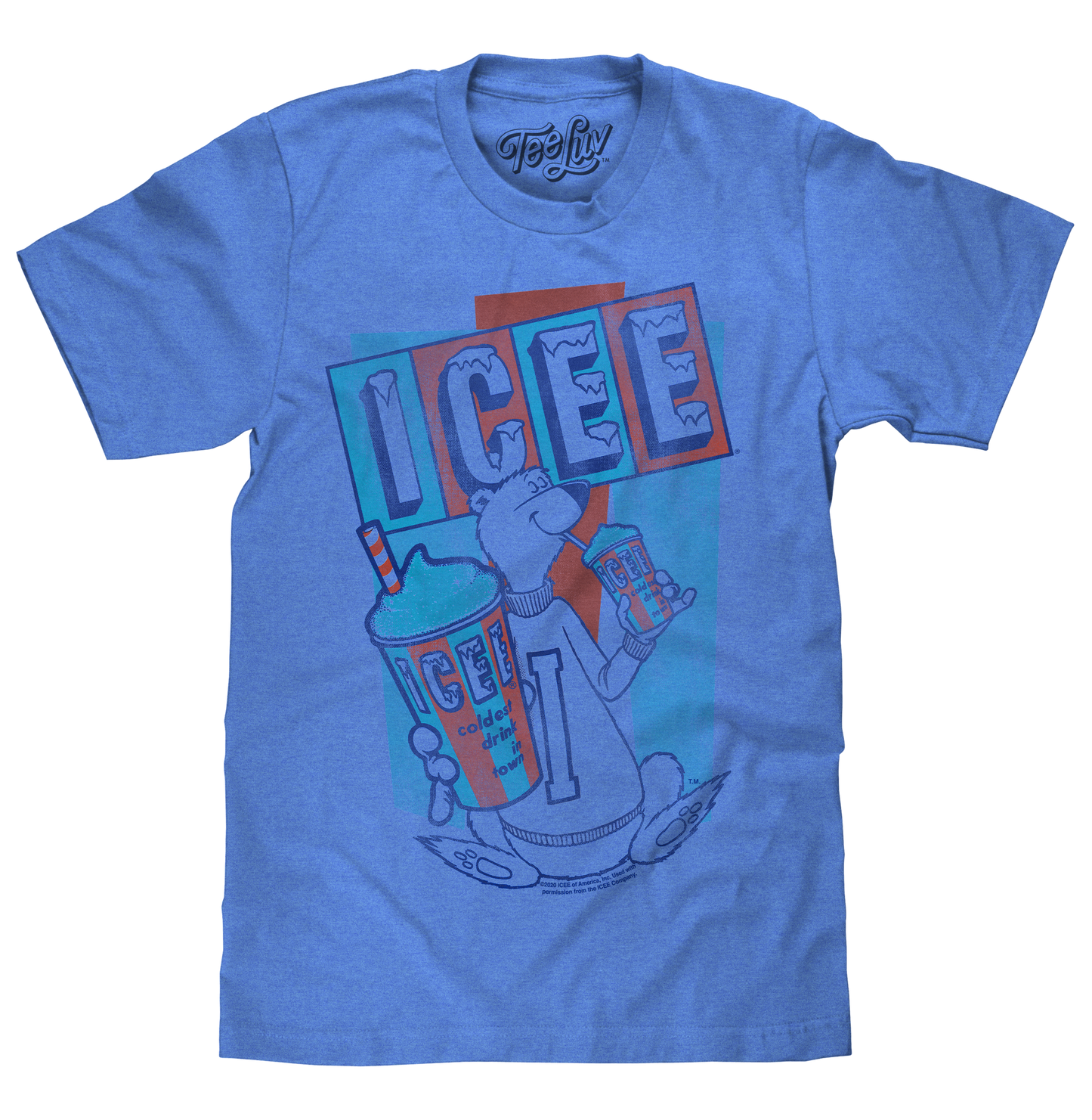 ICEE Polar Bear Logo T-Shirt - Blue- Tee Luv- {{Product type}}