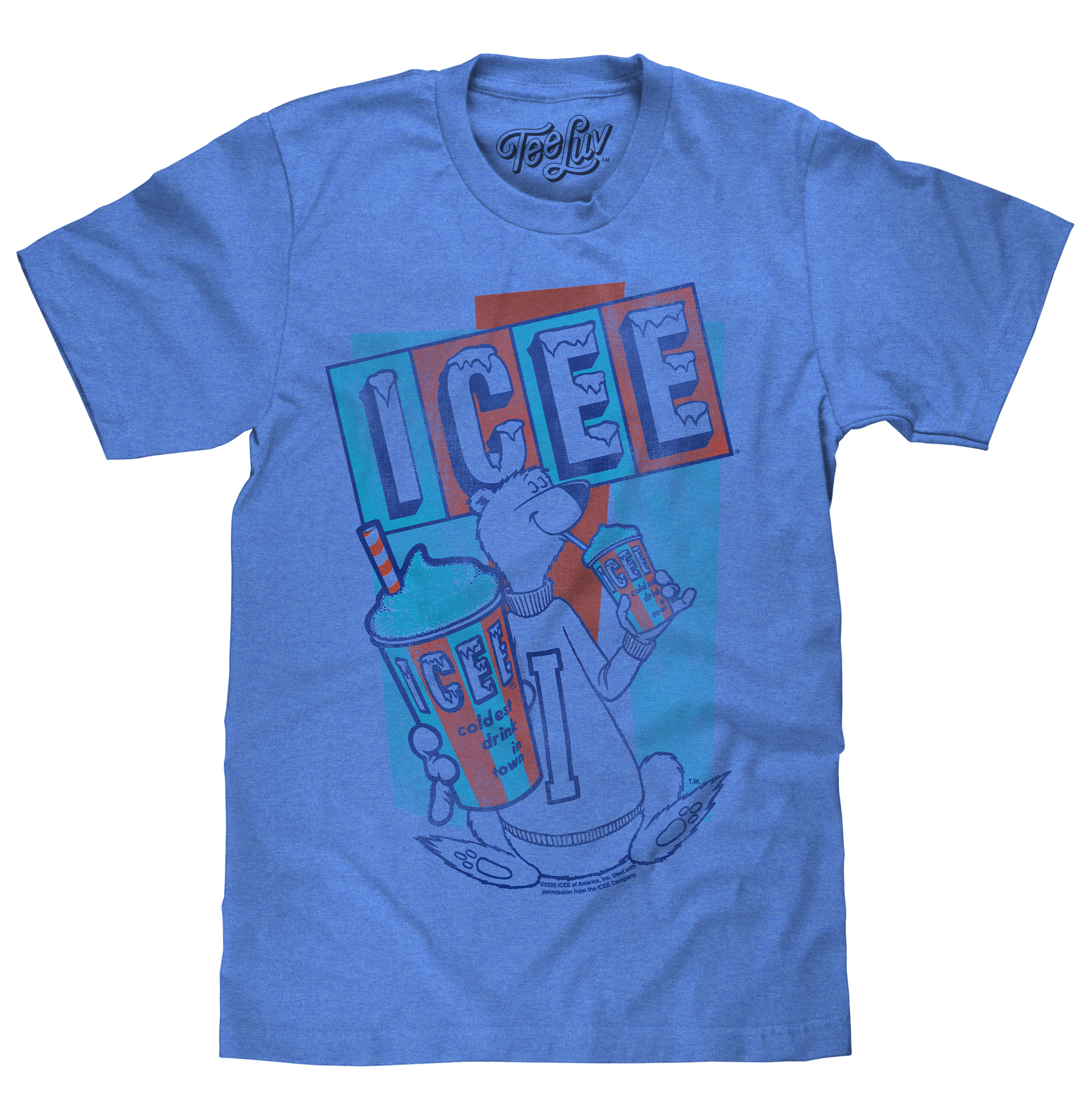 ICEE Polar Bear Logo T-Shirt - Blue- Tee Luv- {{Product type}}
