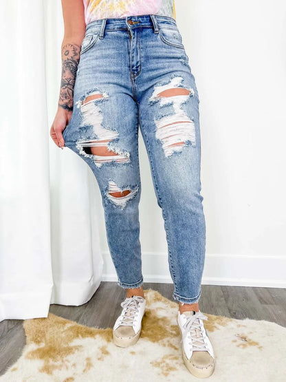 Distressed Skinny Jeans - -