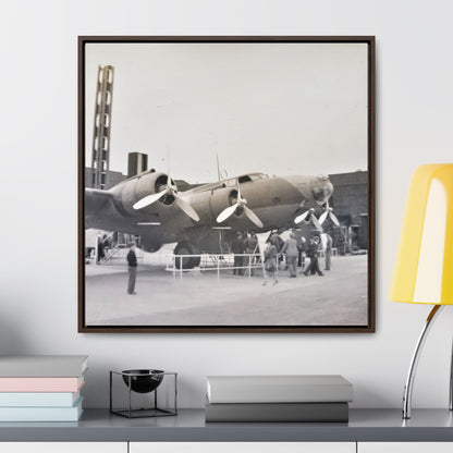 Boeing B-17 Bomber Gallery Canvas Wraps Square Frame 30″ x 30″ 1.25" Walnut