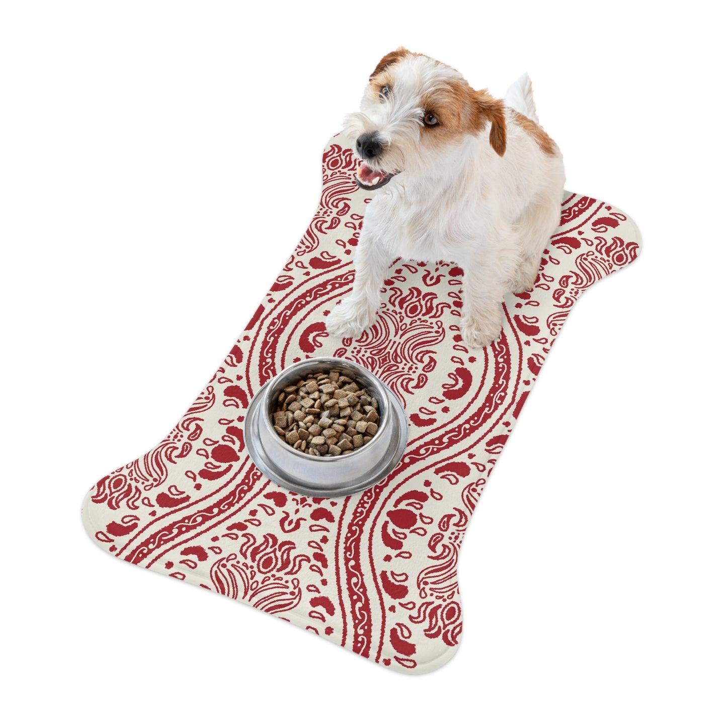 Red and Cream Pet Feeding Mats