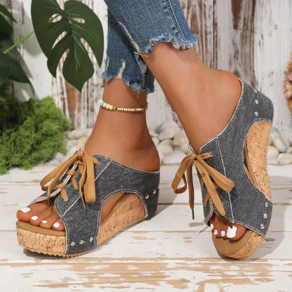 Lace Up Wedge Sandals- Shopimist- {{Product type}}