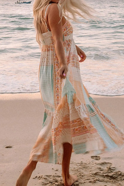 Printed Square Neck Cami Dress - -