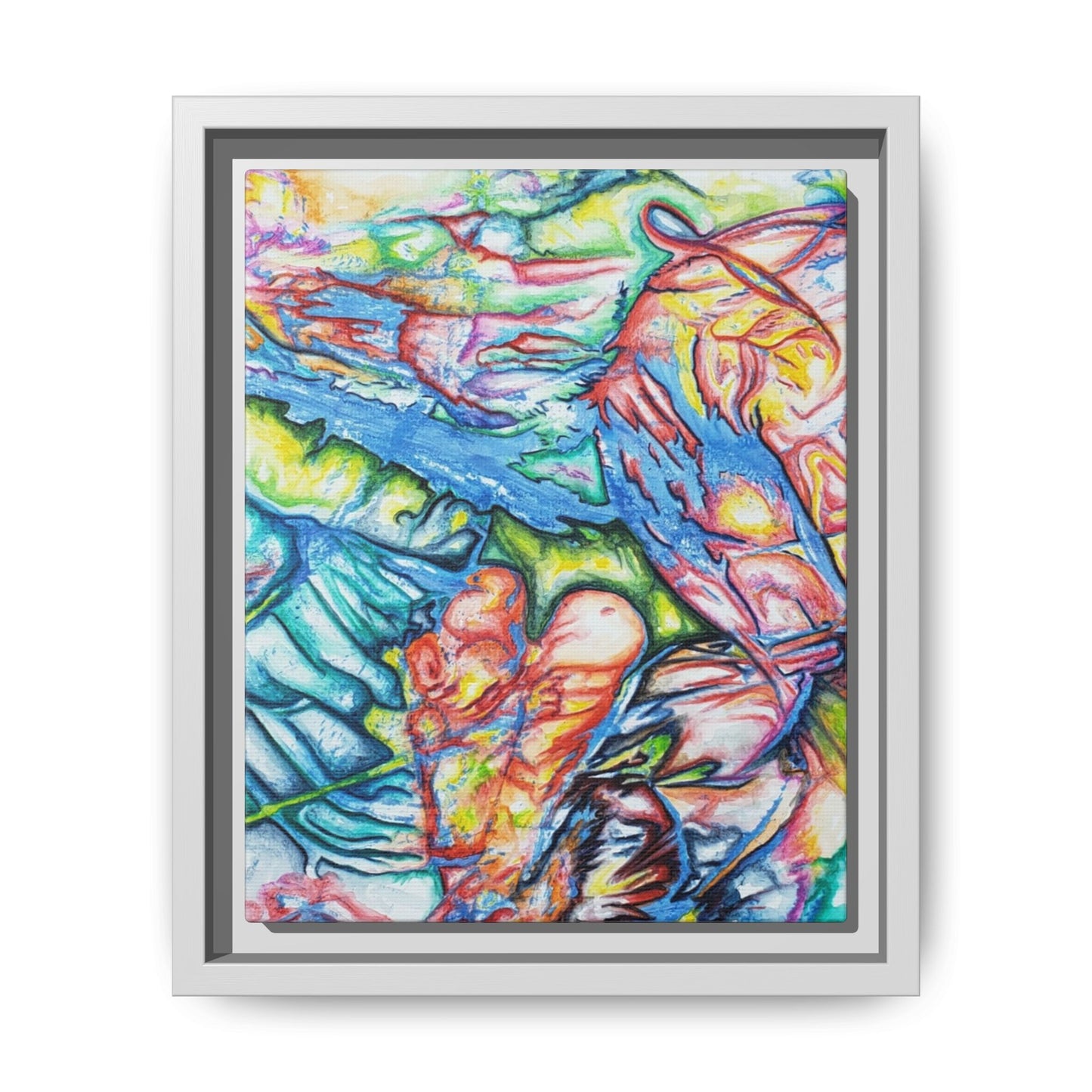 Multi-Color Abstract Framed Canvas Art Print - Kia Day Design
