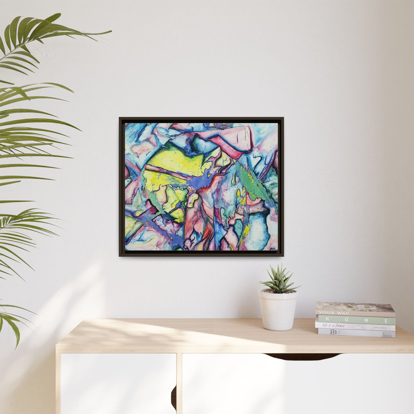 Alien Abstract Colorful Framed Canvas Art - Kia Day Design