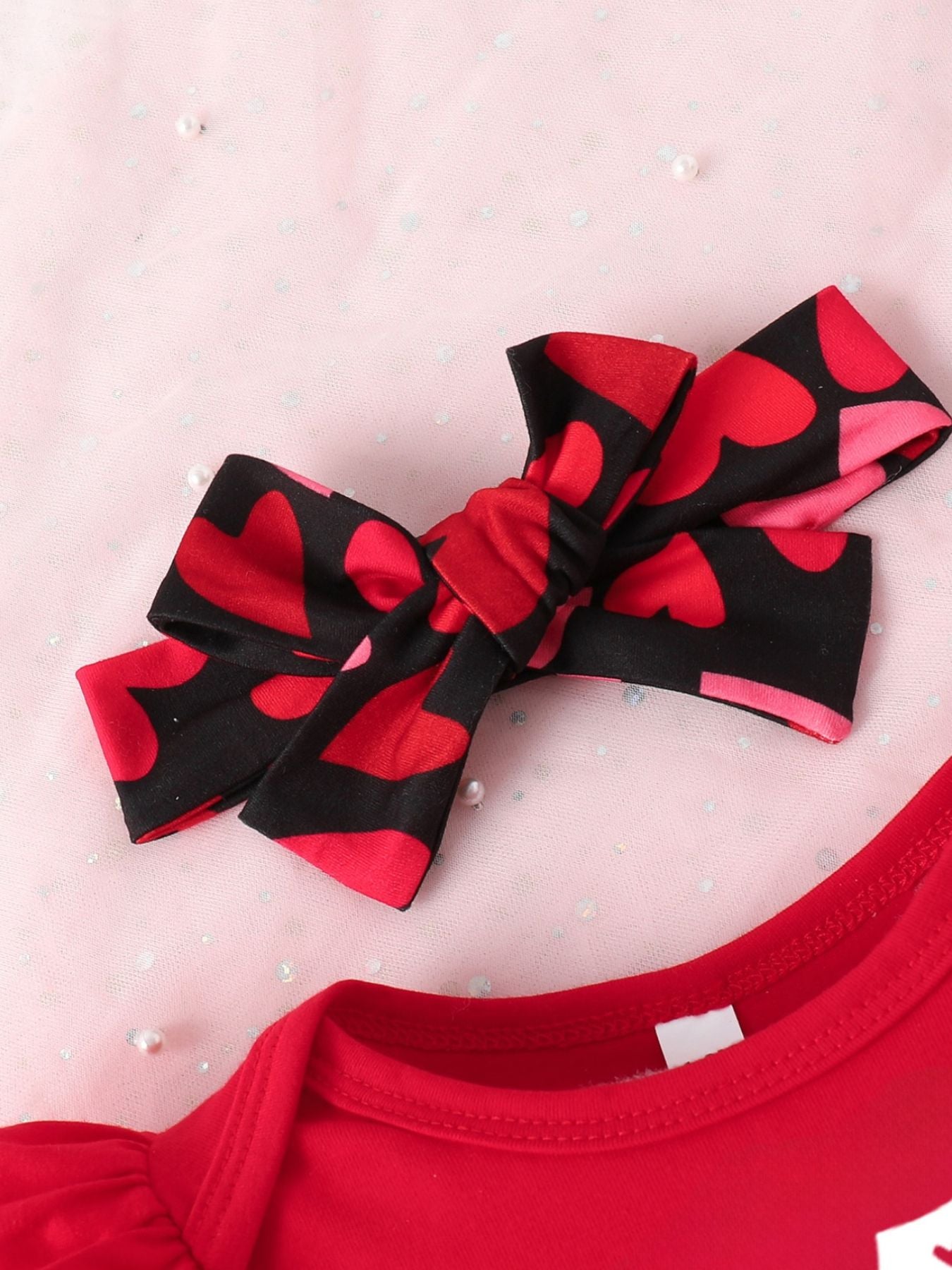Children's Ruffled Bodysuit and Pants Set with Headband - -