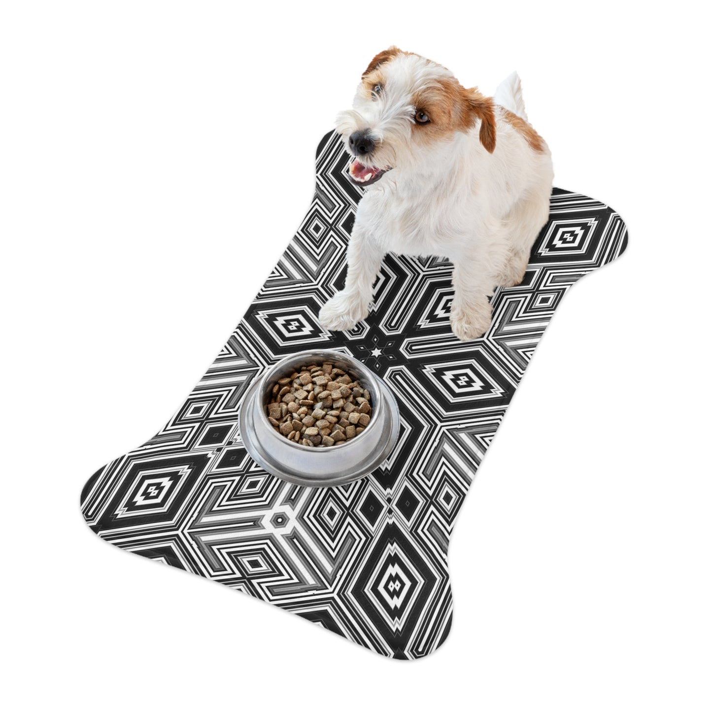 Black and White Diamond Pet Feeding Mats