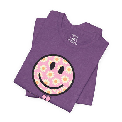 Smile Floral Womens T-Shirt - Positive Vibes Tee- Cloud 16 Clothing Co.- {{Product type}}