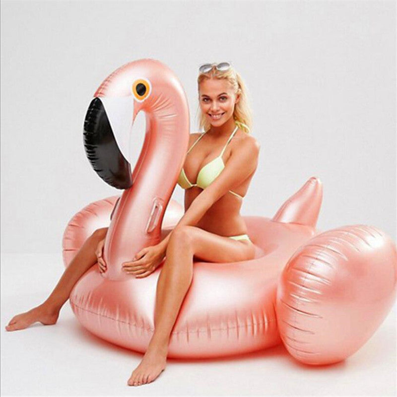 Rose Gold Flamingo Inflatable Pool Float - - pool float
