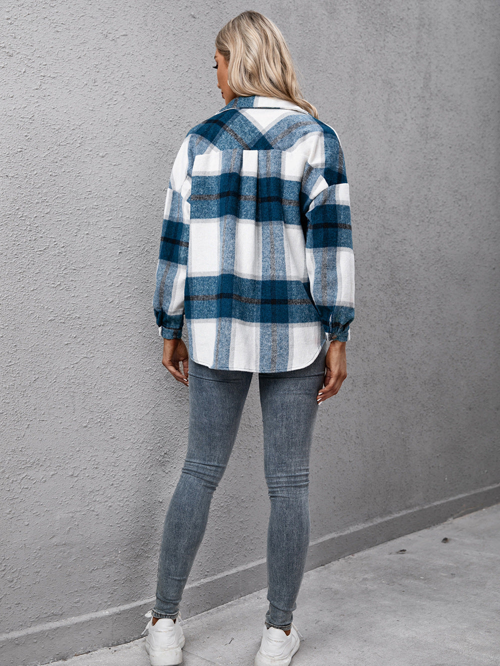 Ivy Lane Plaid Long Sleeve Shirt Jacket - -