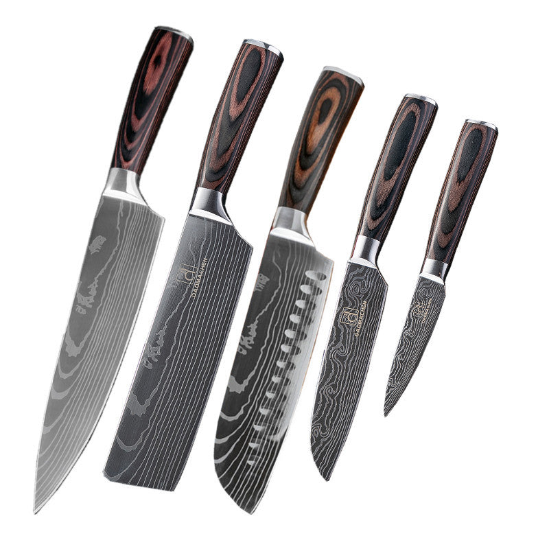 Damascus Elite Chef Knives - 5pcs set n a - knives