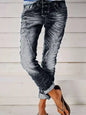 Full Size Washed Button-Fly Jeans Plus Size - Black -