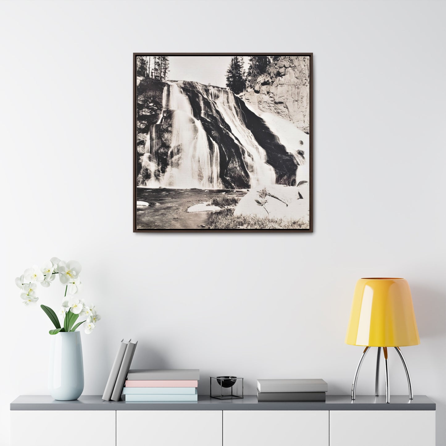 Gibbon Falls Yellowstone Gallery Canvas Wraps, Square Frame