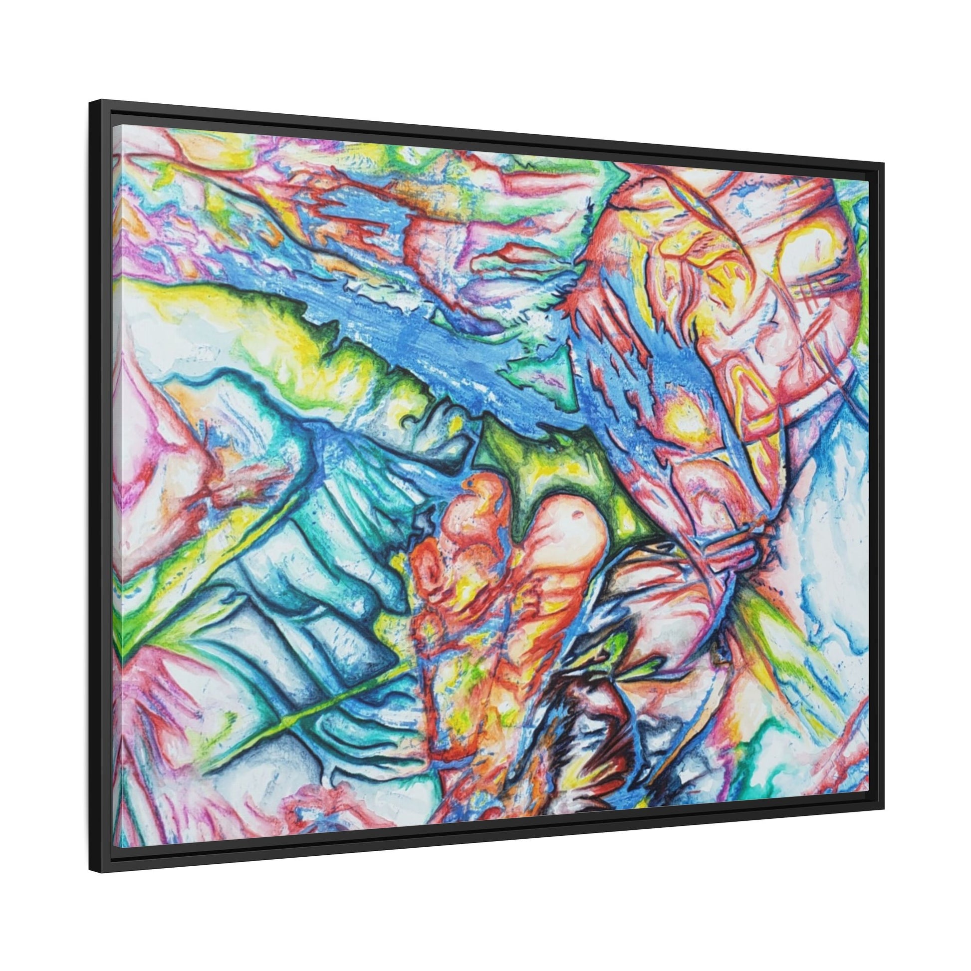 Multi-Color Abstract Framed Canvas Art Print - Kia Day Design