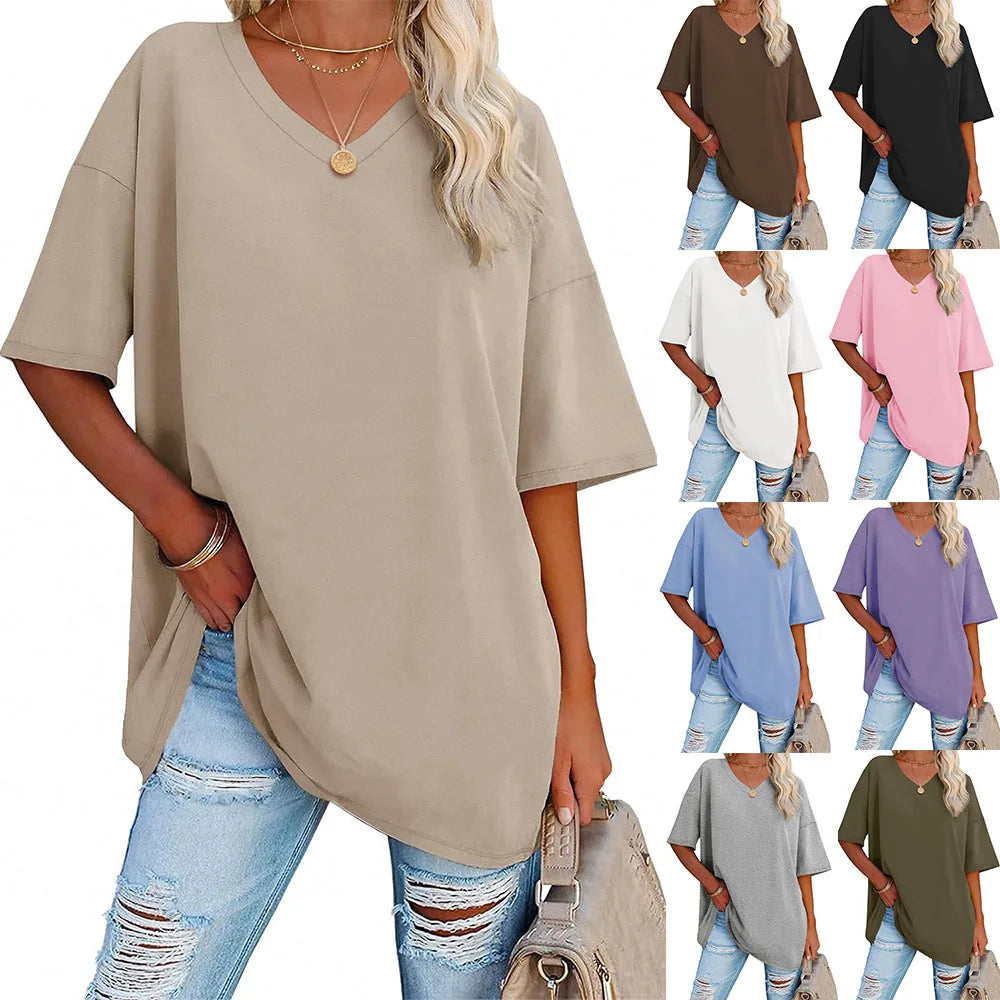 Solid Casual Loose Blouses Women's Shirt