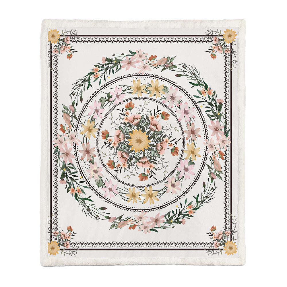 Chinese Floral Flannel Blanket – Soft Printed Throw in Multiple Sizes - 1 Style - Blankets