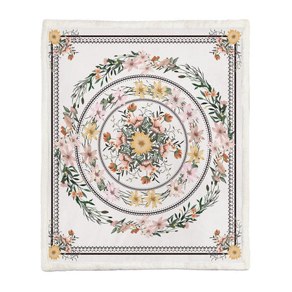 Chinese Floral Flannel Blanket – Soft Printed Throw in Multiple Sizes - 1 Style - Blankets