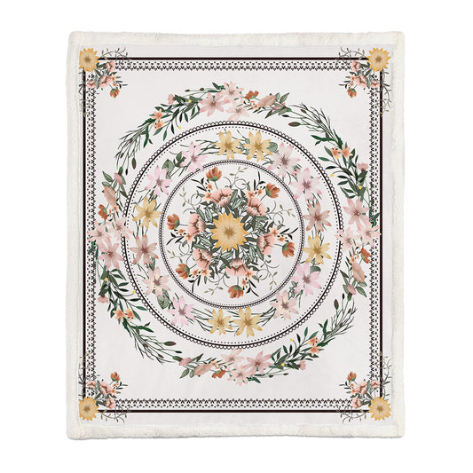 Chinese Floral Flannel Blanket – Soft Printed Throw in Multiple Sizes - 1 Style - Blankets
